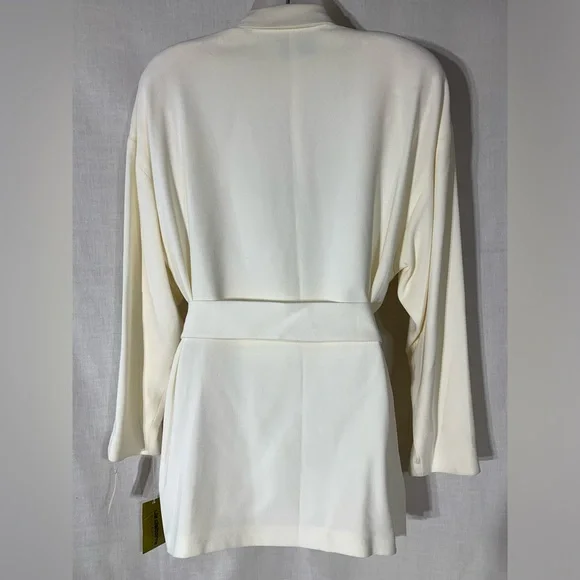 Vintage Liz Claiborne collection light ivory open blazer with tie band Size 10 - Picture 4 of 9